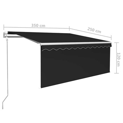 Toldo retrátil automático com estore 3,5x2,5 m antracite