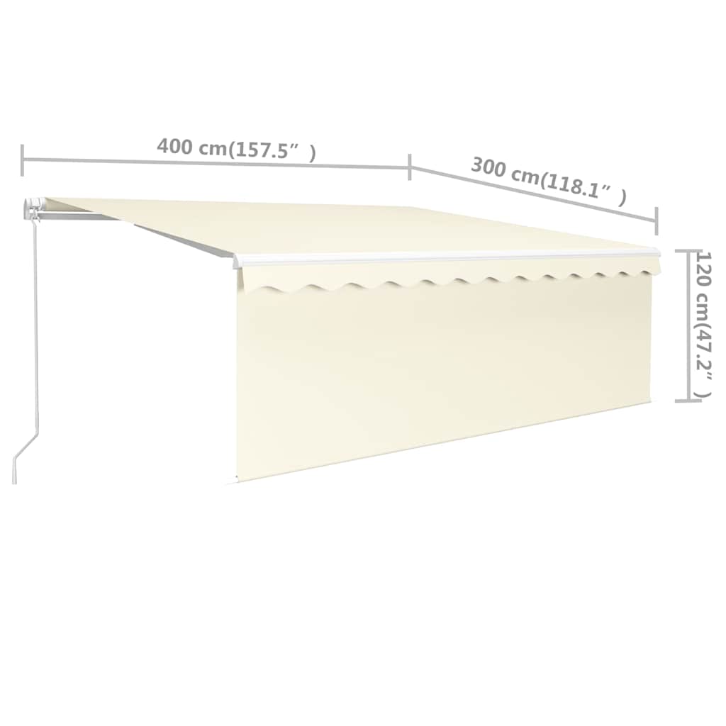 Toldo retrátil manual com estore 4x3 m cor creme