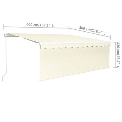 Toldo retrátil manual com estore 4x3 m cor creme