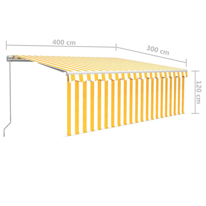 Toldo retrátil manual com estore 4x3 m amarelo e branco