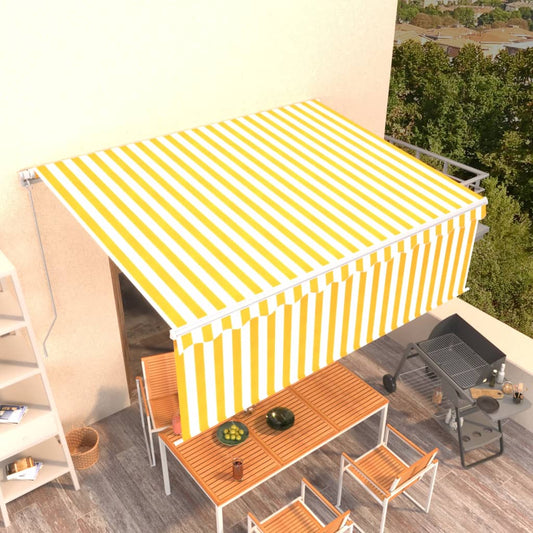 Toldo retrátil manual com estore 4x3 m amarelo e branco