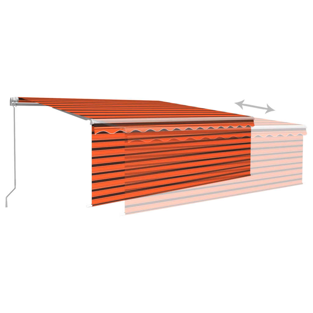 Toldo retrátil manual com estore 4x3 m laranja e castanho
