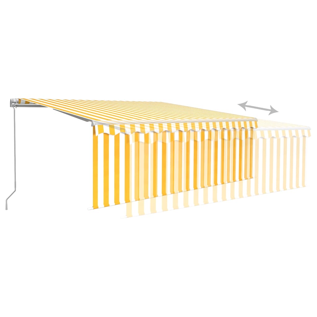 Toldo retrátil manual com estore/LED 4x3 m amarelo e branco