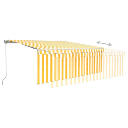 Toldo retrátil manual com estore/LED 4x3 m amarelo e branco