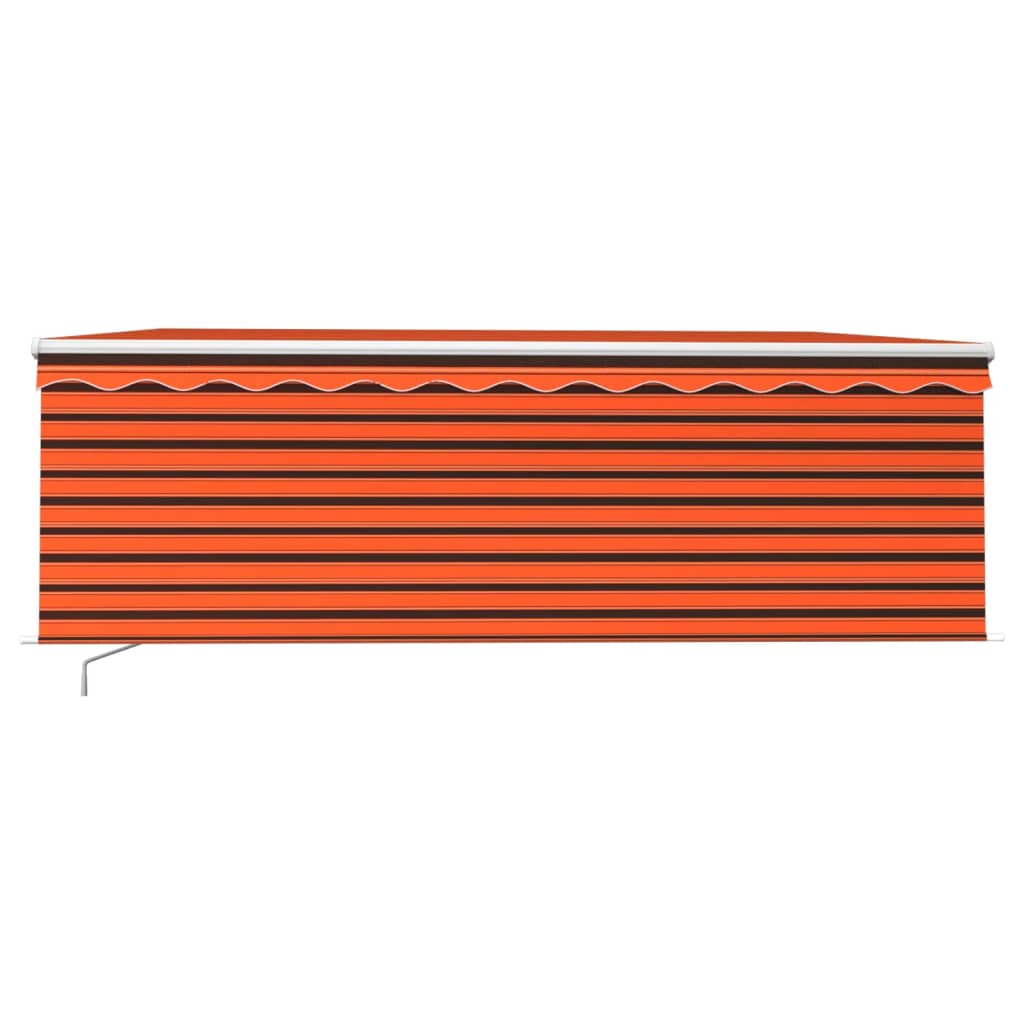 Toldo retrátil manual com estore/LED 4x3 m laranja e castanho