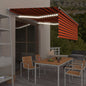 Toldo retrátil manual com estore/LED 4x3 m laranja e castanho