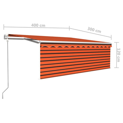 Toldo retrátil automático com estore 4x3 m laranja e castanho