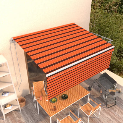 Toldo retrátil automático com estore 4x3 m laranja e castanho