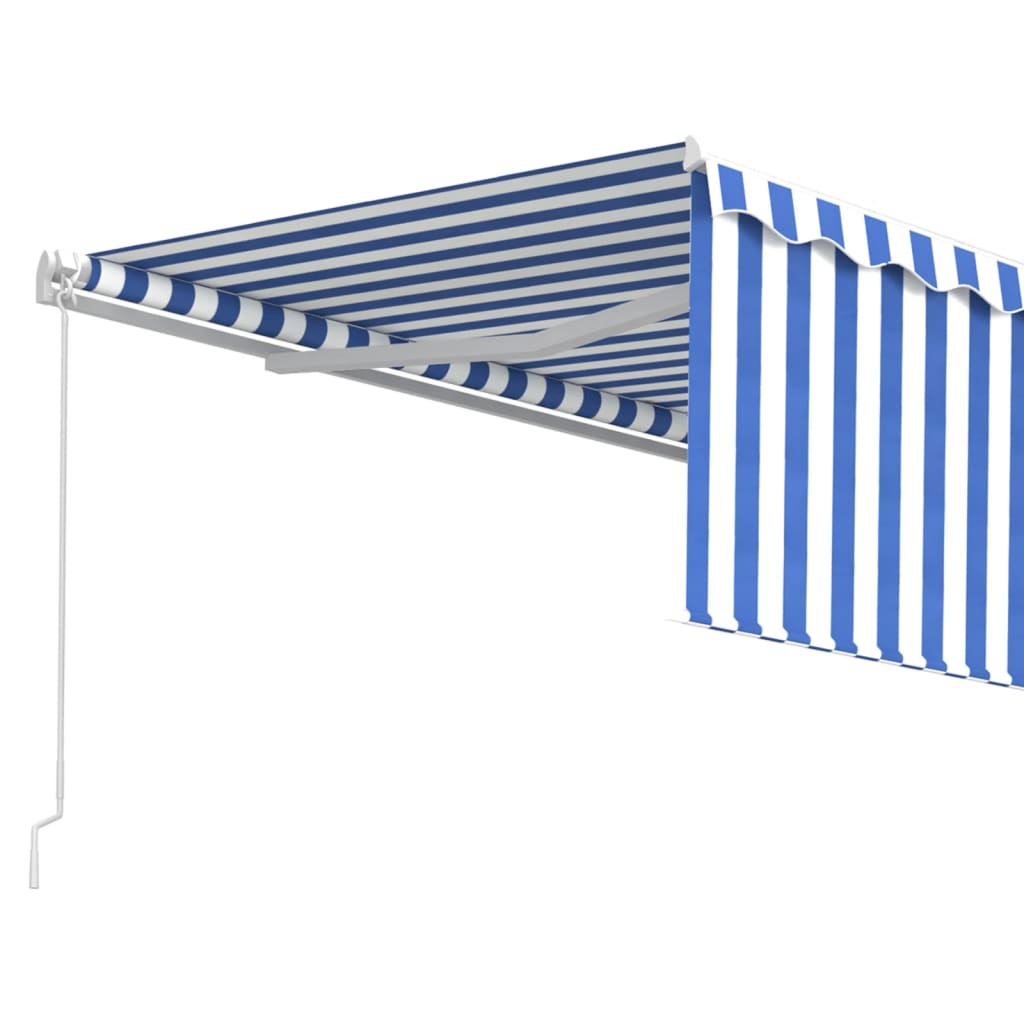 Toldo retrátil manual com estore 4,5x3 m azul e branco