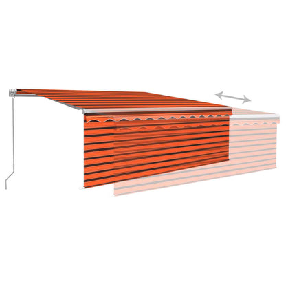 Toldo retrátil manual com estore 4,5x3 m laranja/castanho