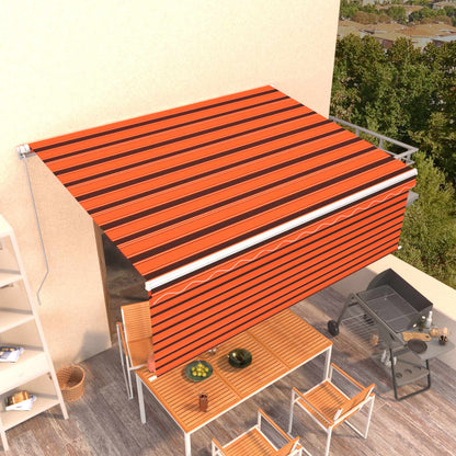 Toldo retrátil manual com estore 4,5x3 m laranja/castanho