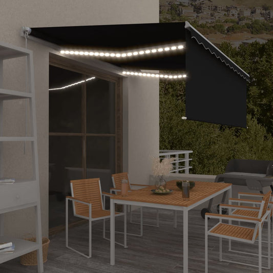 Toldo retrátil manual com estore e luzes LED 4,5x3 m antracite