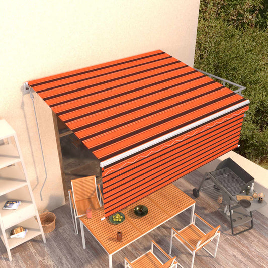 Toldo retrátil automático com estore 4,5x3 m laranja/castanho