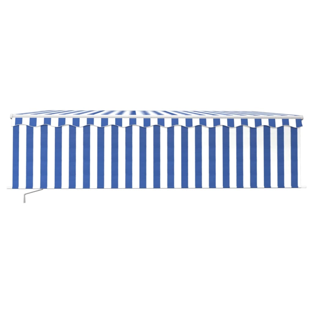 Toldo retrátil manual com estore 5x3 m azul e branco