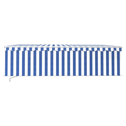 Toldo retrátil manual com estore 5x3 m azul e branco