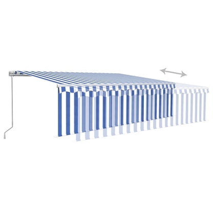 Toldo retrátil manual com estore 5x3 m azul e branco