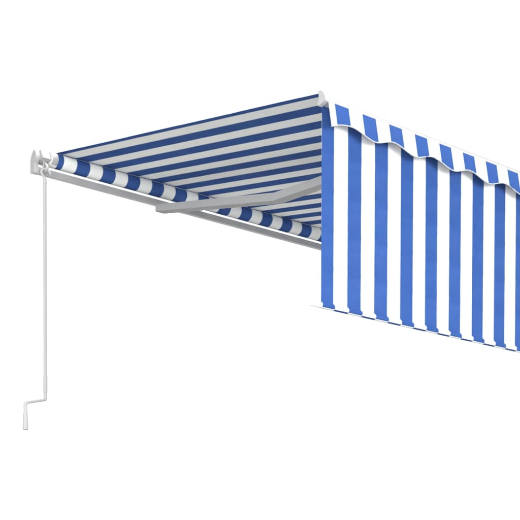 Toldo retrátil manual com estore 5x3 m azul e branco