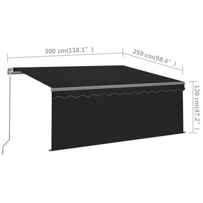Toldo retrátil manual com estore/LED 3x2,5 m antracite