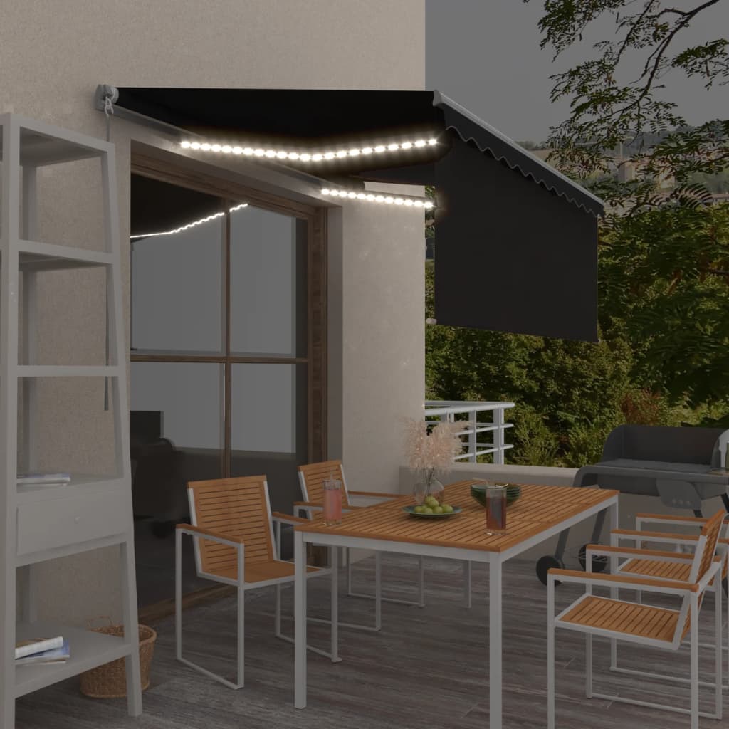 Toldo retrátil manual com estore/LED 3x2,5 m antracite