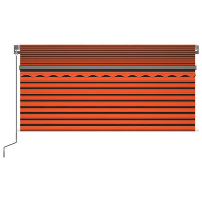 Toldo retrátil manual com estore/LED 3x2,5 m laranja e castanho