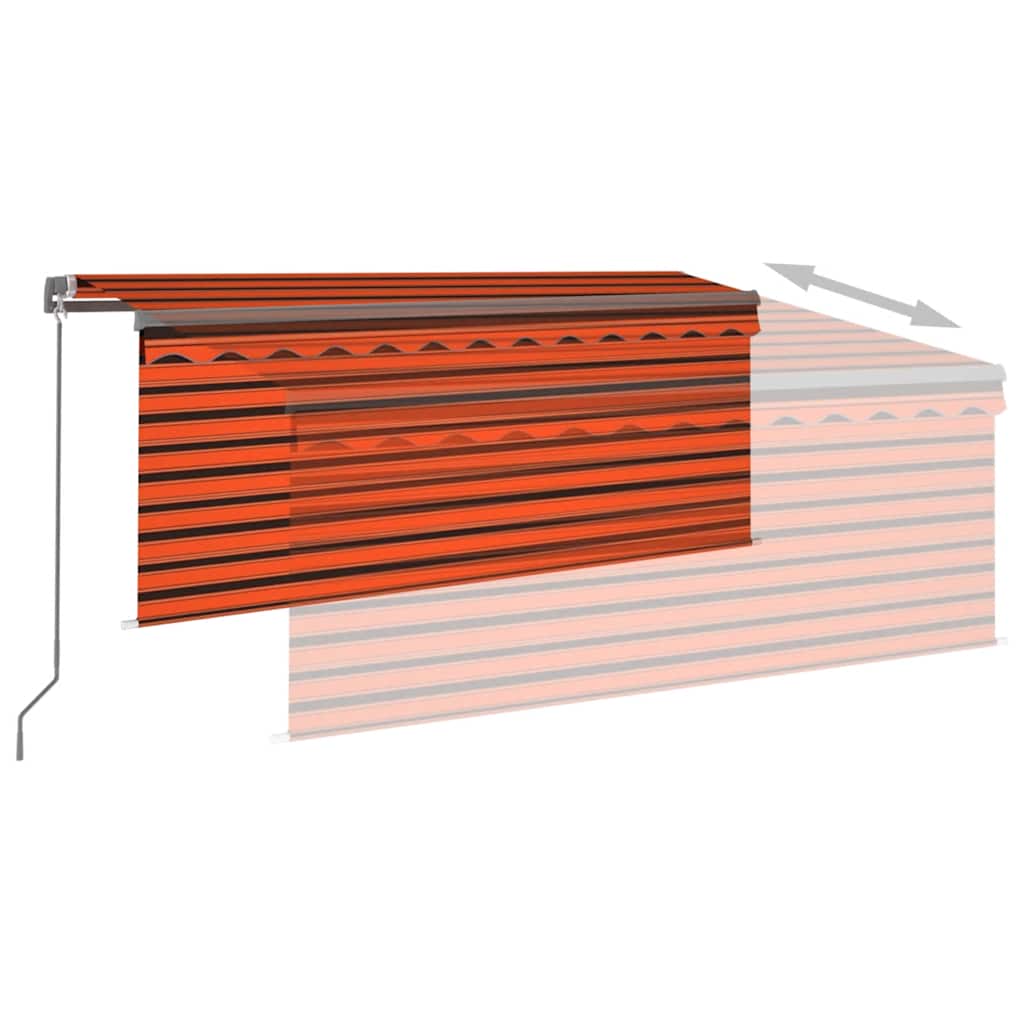 Toldo retrátil manual com estore/LED 3x2,5 m laranja e castanho