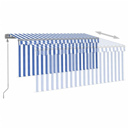 Toldo retrátil automático com estore 3x2,5 m azul e branco