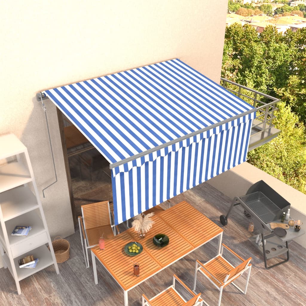 Toldo retrátil automático com estore 3x2,5 m azul e branco