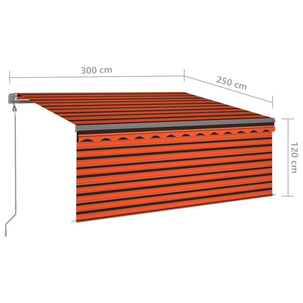 Toldo retrátil automático com estore 3x2,5 m laranja e castanho