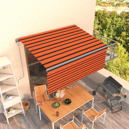 Toldo retrátil automático com estore 3x2,5 m laranja e castanho