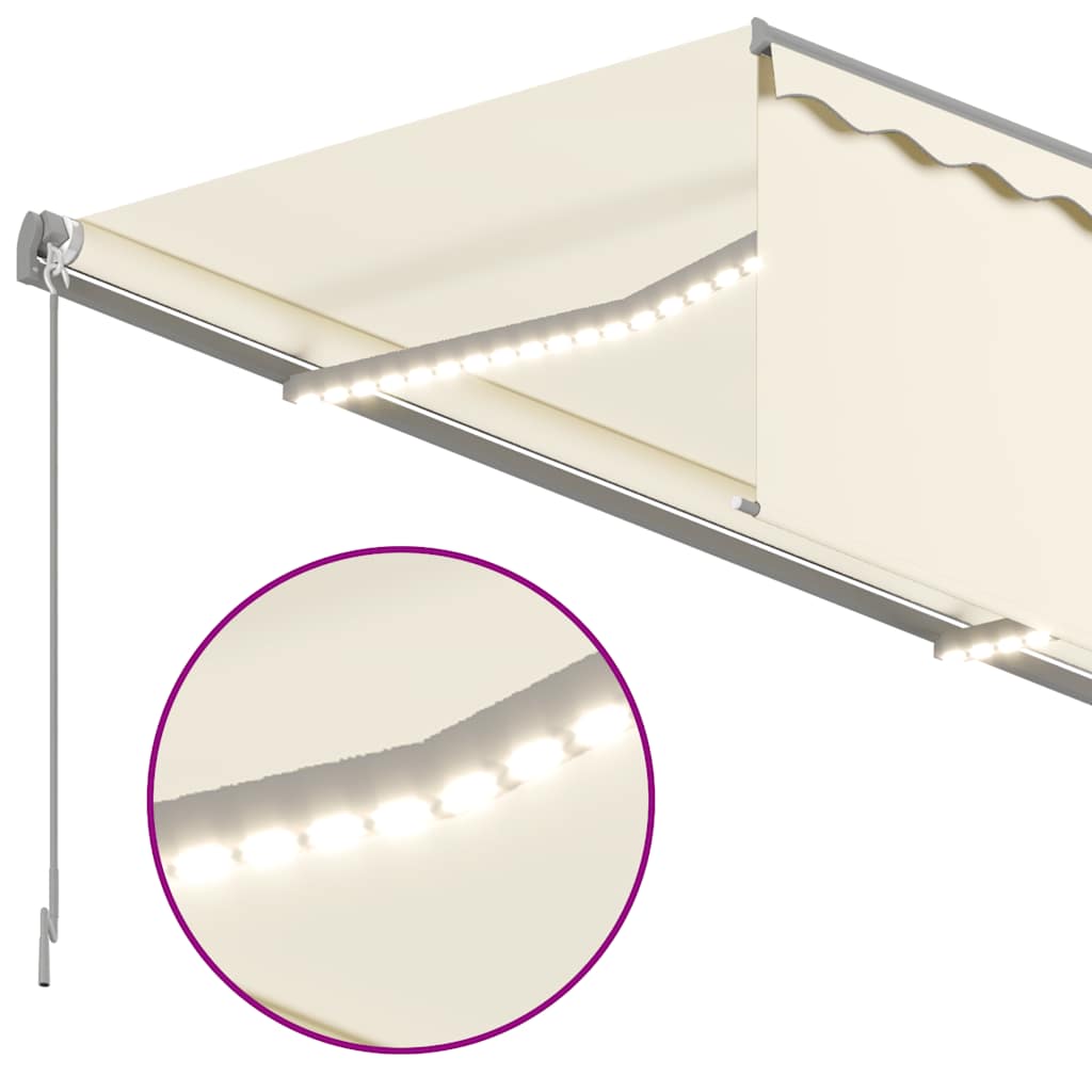 Toldo retrátil manual com estore/LED 3,5x2,5 m cor creme
