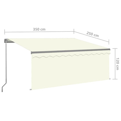 Toldo retrátil manual com estore/LED 3,5x2,5 m cor creme
