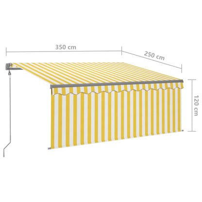 Toldo retrátil automático com estore 3,5x2,5 m amarelo e branco