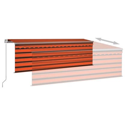 Toldo retrátil manual com estore/LED 4x3 m laranja e castanho