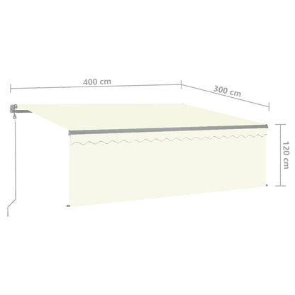 Toldo retrátil automático com estore 4x3 m cor creme