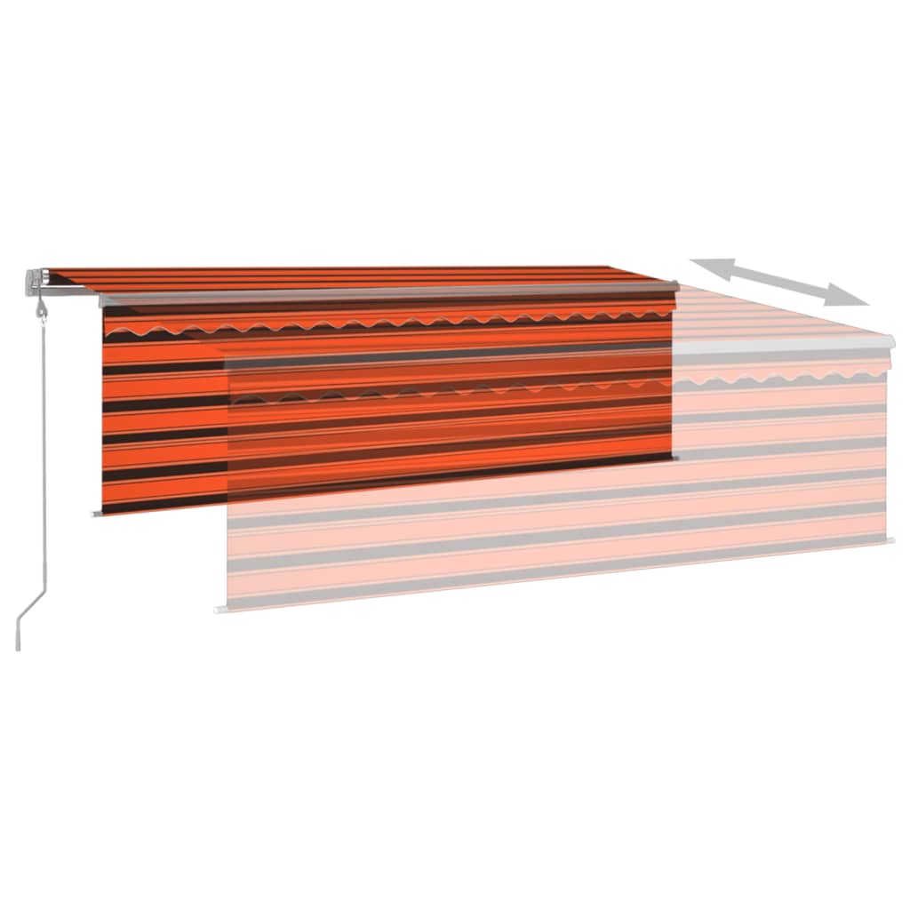 Toldo retrátil automático com estore 4x3 m laranja e castanho