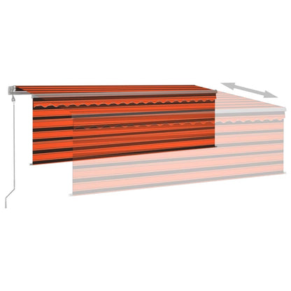 Toldo retrátil automático com estore 4x3 m laranja e castanho