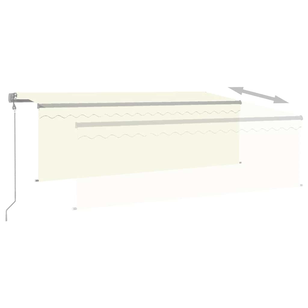 Toldo automático c/ estore/LED/sensor de vento 4x3 m cor creme