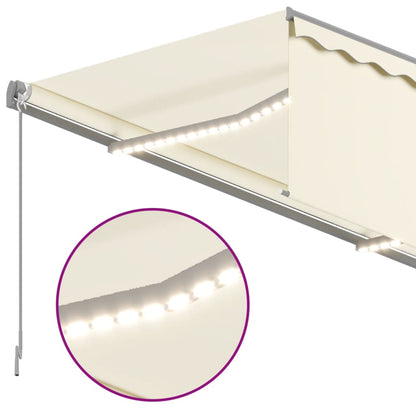 Toldo automático c/ estore/LED/sensor de vento 4x3 m cor creme