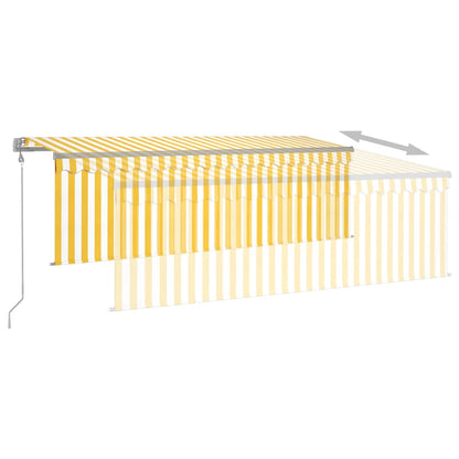 Toldo automático c/ estore/LED/sensor vento 4x3m amarelo/branco