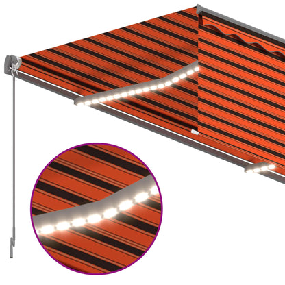 Toldo autom. c/estore/LED/sensor de vento 4x3m laranja/castanho
