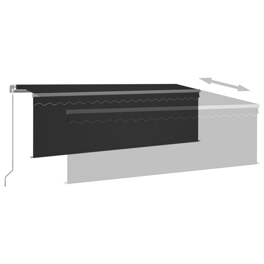 Toldo retrátil manual com estore e luzes LED 4,5x3 m antracite