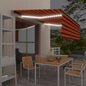 Toldo retrátil manual com estore/LED 4,5x3 m laranja/castanho