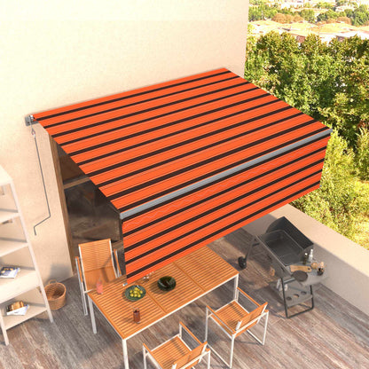 Toldo retrátil automático com estore 4,5x3 m laranja/castanho