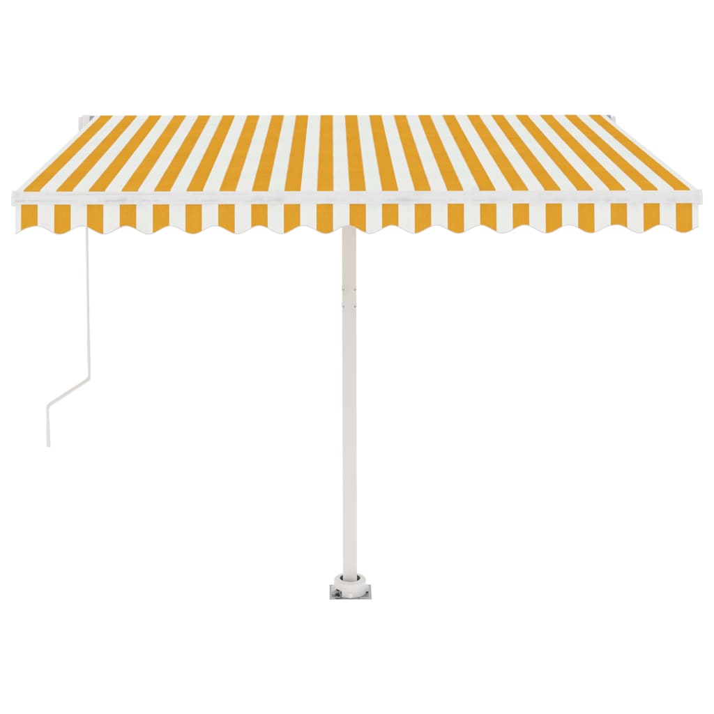 Toldo retrátil manual com LED 300x250 cm amarelo e branco