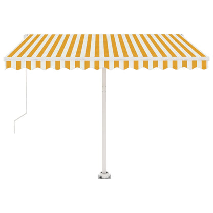 Toldo retrátil manual com LED 300x250 cm amarelo e branco