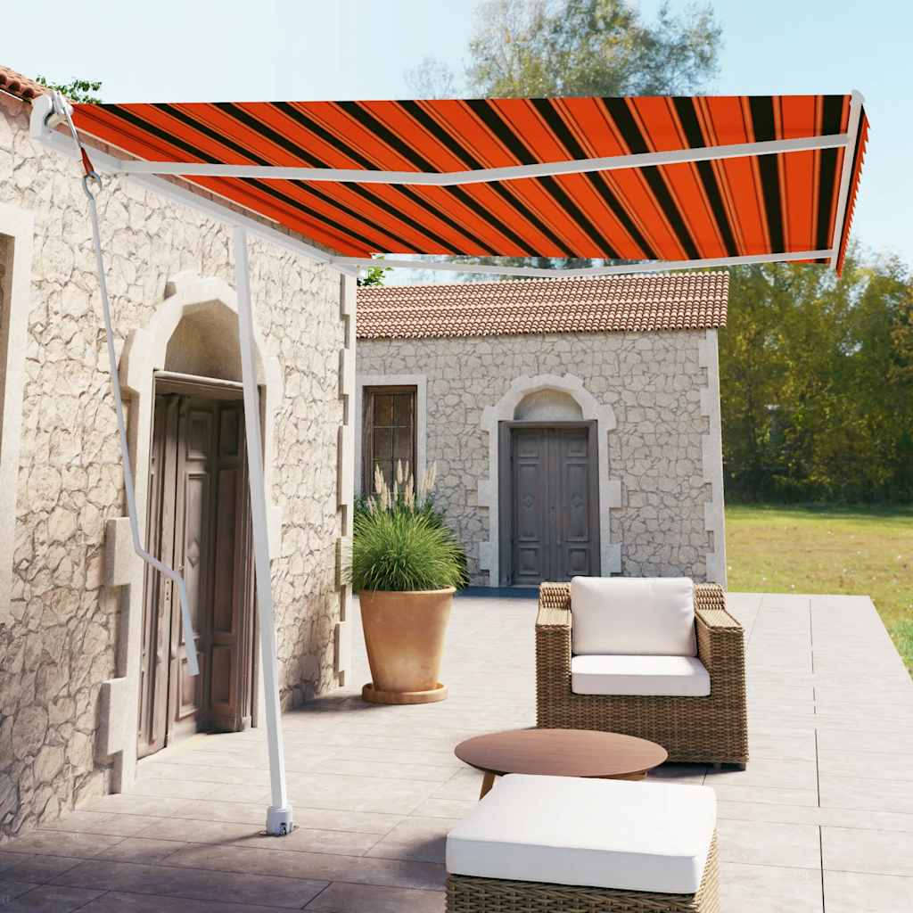 Toldo automático independente 300x250 cm laranja e castanho