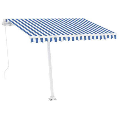 Toldo retrátil manual independente 350x250 cm azul e branco