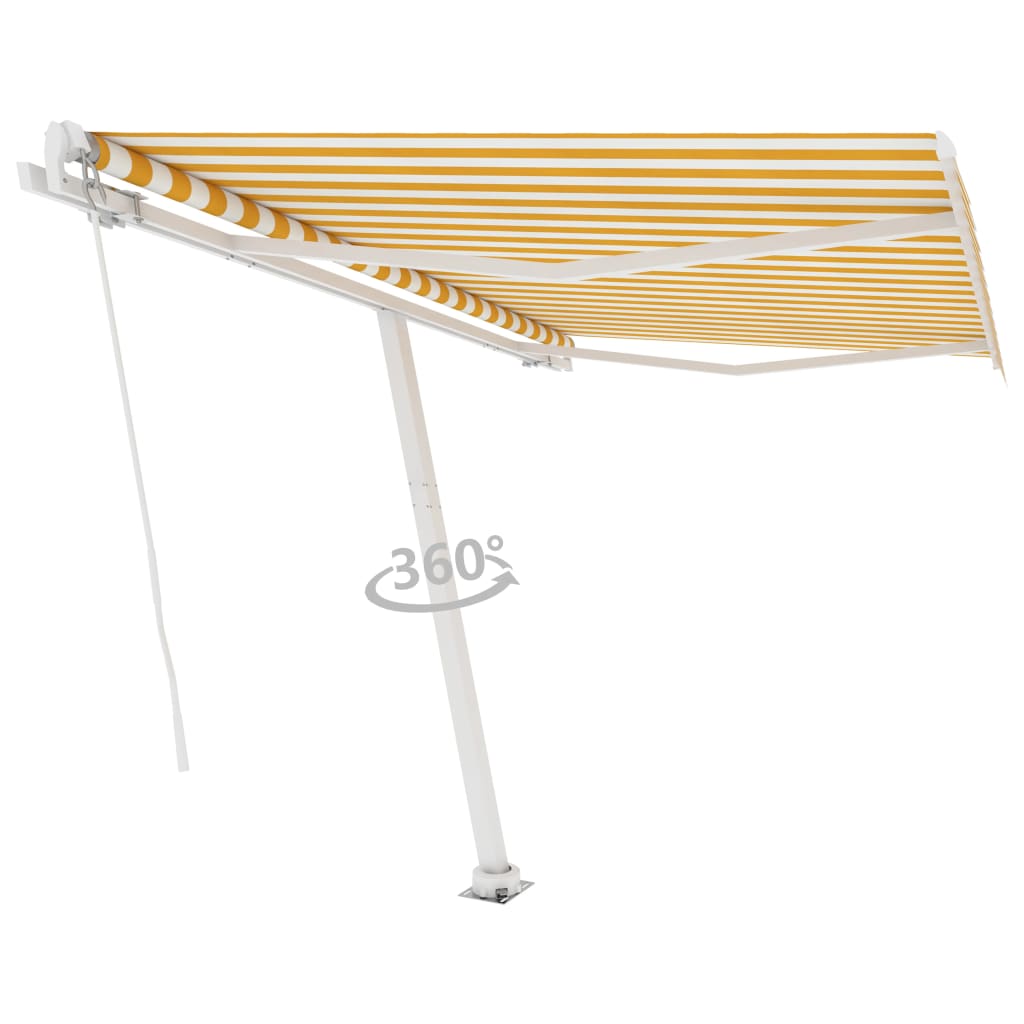 Toldo retrátil manual independente 350x250 cm amarelo e branco