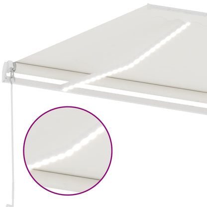 Toldo retrátil manual com LED 400x300 cm cor creme