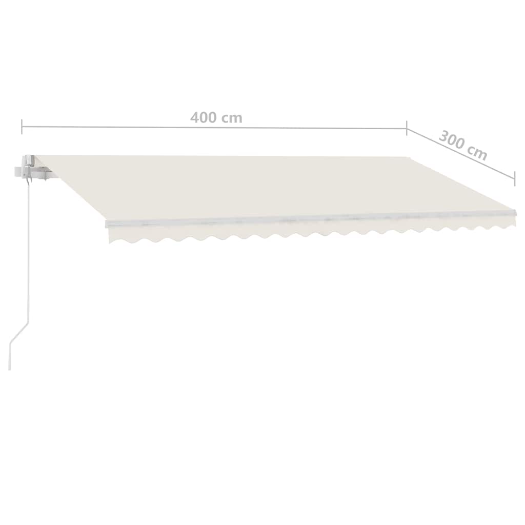 Toldo retrátil manual com LED 400x300 cm cor creme